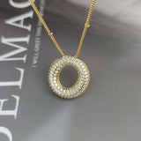 COPPER ZIRCONIA 26 LETTERS PENDANT NECKLACE_CWMM5869