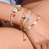 Vacation Style Pink Resin Evil Eye Bracelet