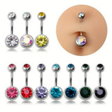 DOUBLE GEM BELLY BUTTON RING STAINLESS STEEL_CWMM9173