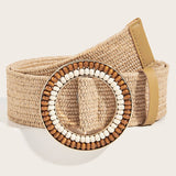 HAND EMBELLISHED ROUND BUCKLE STRAW BELT_CWABE0439