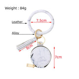 PU LEATHER ROUND WRISTLET WITH MIRROR POUCH_CWMM7021