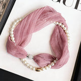 White Pearl Magnetic Skinny Silk Scarf_Cwasc03936