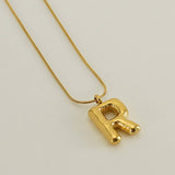 BALLOON STYLE 18K GOLD LETTER PENDANT NECKLACE_CWAJE0691