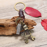 Vintage Braided Robot Cowhide Keychain_Cwmm4704