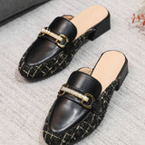 Women Single Shoes Round Toe Rhinestone Mules