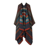 LINE PATTERN SCARF THICKENED KNITTED CAPE SHAWL_CWASC2262