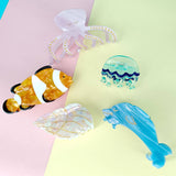 OCEAN BEACH FISH SEASHELL ACRYLIC HAIR CLAW CLIPS _CWAHA0552