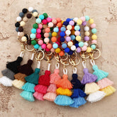 Womens Tassel Silicone Bead Keychain Bracelet_Cwab5029