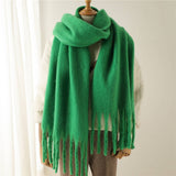 MOHAIR TASSEL SCARF FOR WINTER UNISEX LONG SHAWL_CWASC0965