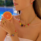 ELEGANT 18KGOLD STAINLESSSTEEL FRUIT CHARMBRACELET_CWAJE4831