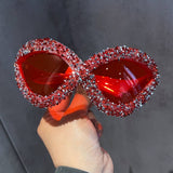 Vintage Large Frame Diamond Sunglasses_Cwasg0804