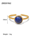 GOLD STAINLESS STEEL INLAID NATURAL STONE RINGS_CWAJE0611