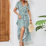 V-Neck Sleeveless Halter Print Boho Long Dress_Cwdmd4505