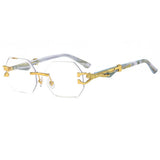 LEOPARD HEAD RIMLESS CUT EDGE SUNGLASSES_CWASG1151