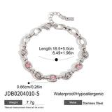 Unique 18K Gold Pink Zircon Circle Chain Bracelet