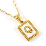 18K GOLD STAINLESS STEEL LETTER SHELL NECKLACE_CWAJE0685