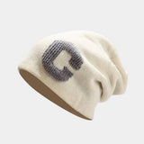LARGE HEAD CIRCUMFERENCE C LETTERLOOSE KNITTED HAT_CWAH2075