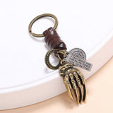 Vintage Braided Alloy Bone Cowhide Keychain_Cwmm4770