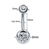 DOUBLE GEM BELLY BUTTON RING STAINLESS STEEL_CWMM9173