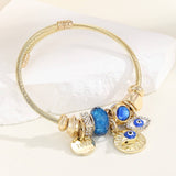 Trendy Gold Steel Bracelet With Enamel Charm_Cwmm8595