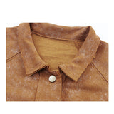 Vintage Washed Woolen Coat With Folded Collar