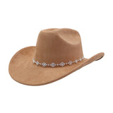 Western Ethnic Suede Cowboy Fedora For Men Women_Cwah04423