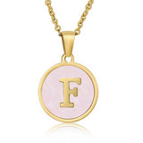ROUND 18K GOLD STAINLESS STEEL 26LETTERS NECKLACE_CWAJE0683