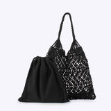 Trendy Woven Beach Bag With Mesh Spacious Interior_Cwab4671