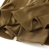 SATIN DRAPE MAXI SKIRT A LINE SKIRT_CWBMS0290