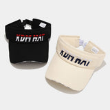 EXTENDED BRIM SUN VISOR HAT WITH LETTER EMBROIDERY_CWAH3315