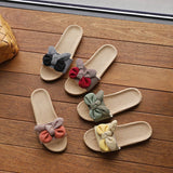 KOREAN STYLE LINEN BOW SLIPPERS FOR SUMMER_CWSHF0179