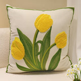 Tulip Embroidered Cute Pillow Cover For Bed Sofa_Cwmm7704