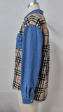 Washed Plaid Casual Denim Long-Sleeved Jacket