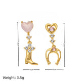 BOW HORSESHOE BOOT ZIRCON 18K GOLD STUD EARRINGS_CWAJE5069