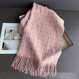 Vintage Plaid Winter Cashmere Feel Tassel Scarf_Cwasc03259