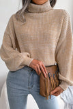 Women Loose Fit Cable Knitted High Neck Sweater_Cwoswl0460