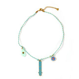 KNOTTED COTTON ROPE NECKLACE WITH FATIMA PENDANT_CWMM8855