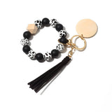 SILICONE BEAD BRACELET KEYCHAIN WITH BEECH WOOD_CWMM6873