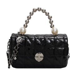 Laser Pearl Chain Diamond Single-Shoulder Bag