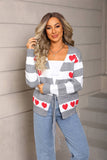 Valentines Day Heart-Shaped Drawstring Cardigan