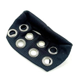 Wide Punk Fabric Headband With Metal Eyelets