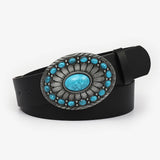 12KINDS TURQUOISE ALLOY BUCKLE BLACK VINTAGE BELT_CWABE0195
