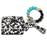 MEN S COW PRINT WALLET KEYCHAIN WITH SILICONE BEADS_CWAB4994