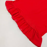 Solid Color Wooden Ear Edge Dress Buttock