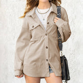 Solid Color Corduroy Shirt Single Breasted Coat