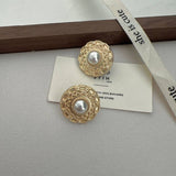 FASHIONABLE DISC PEARL EARRINGS_CWAJE1305