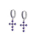 COLORFUL FRENCH CROSS DIAMOND EARRINGS_CWAJE1733