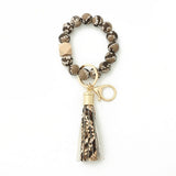 LEOPARD PRINT SILICONE BEAD BRACELET KEYCHAIN_CWMM6874