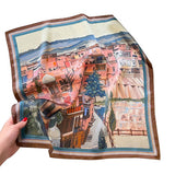SILK SQUARE SCARF SPRING OIL PAINTING PRINT WRAP_CWASC0614
