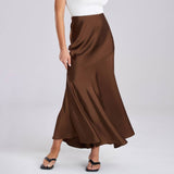 SATIN SKIRT HIGH WAIST STITCHING LONG SKIRT_CWBSS0380